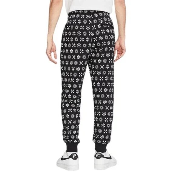 Nike Club Fleece Men's Size L Monogram Sweatsuit 2 PC Tracksuit Black/White NWT - Picture 5 of 13